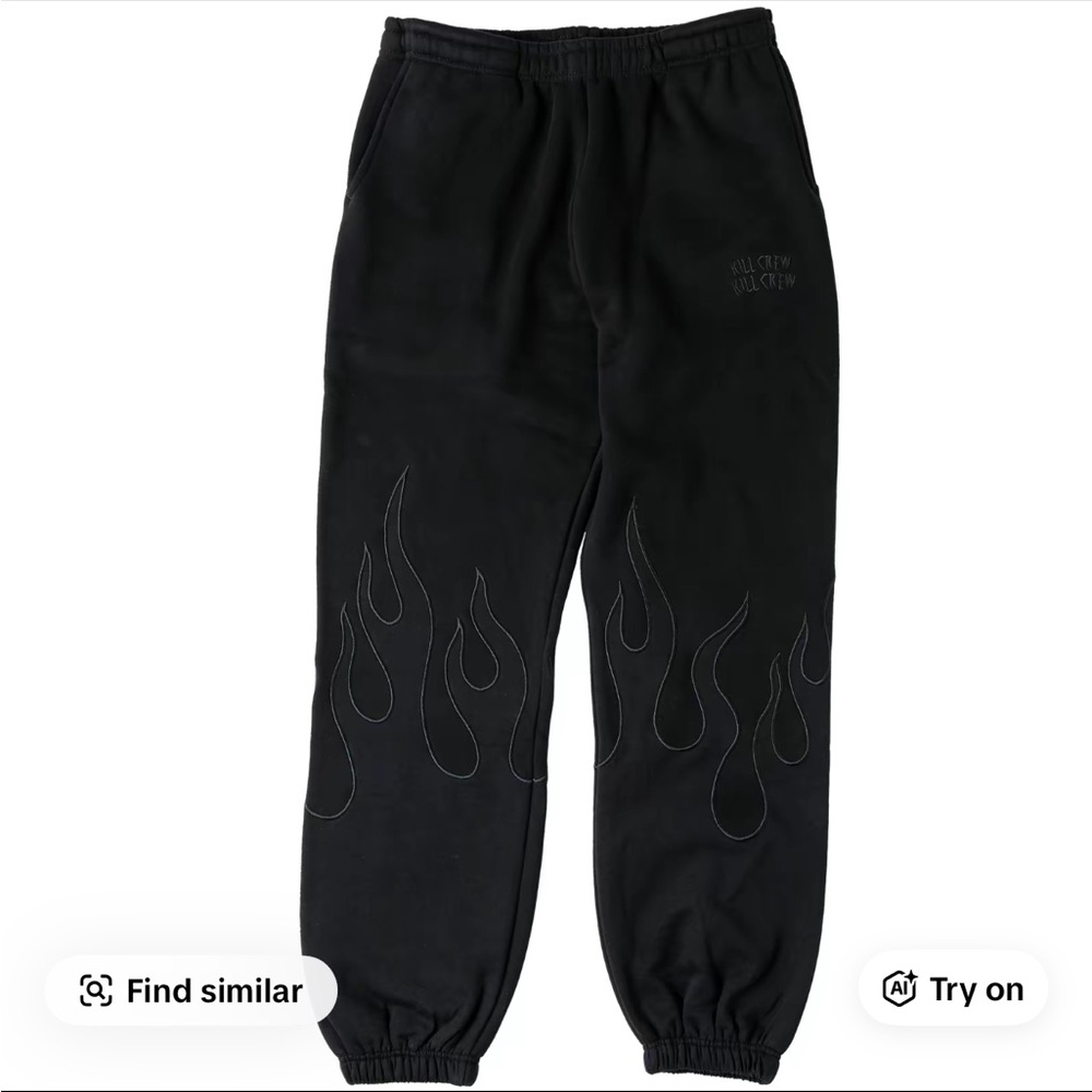 Kill Crew Black Flame-Embroidered Joggers